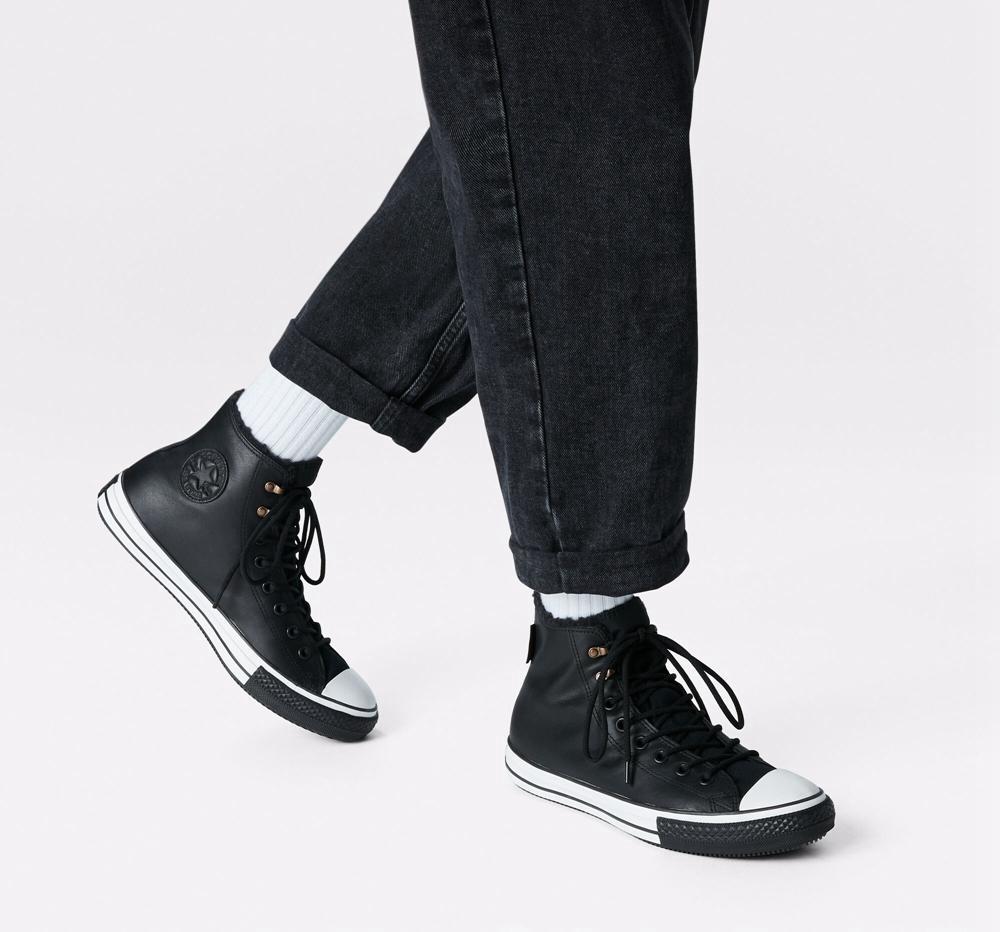Botas Tenis Converse Chuck Taylor All Star Invierno Gore Tex Unisex Hombre Negras Negras Blancas  Colombia |  MVJHR-2853