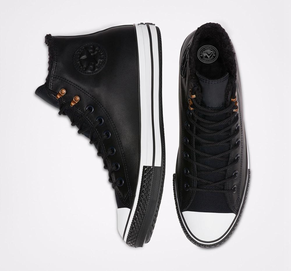 Botas Tenis Converse Chuck Taylor All Star Invierno Gore Tex Unisex Hombre Negras Negras Blancas  Colombia |  MVJHR-2853