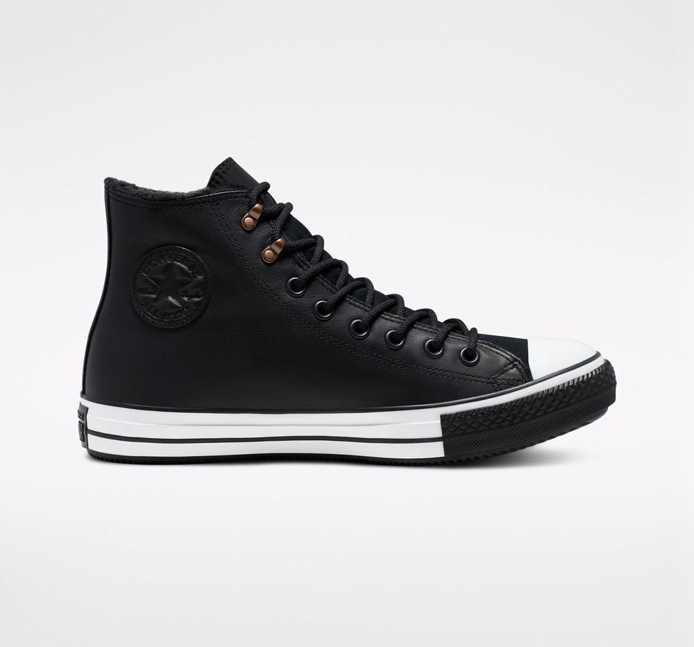Botas Tenis Converse Chuck Taylor All Star Invierno Gore Tex Unisex Hombre Negras Negras Blancas  Colombia |  MVJHR-2853