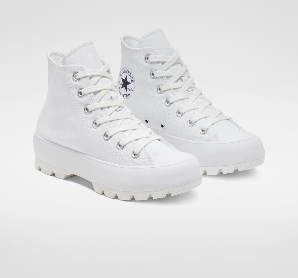 Botas Tenis Converse Chuck Taylor All Star Lugged Mujer Blancas Negras Blancas  Colombia |  WCXGV-2971