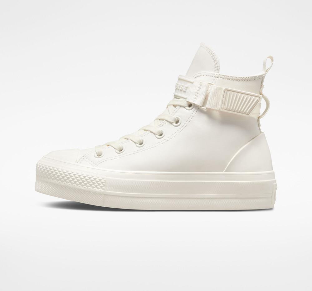 Botas Tenis Converse Chuck Taylor All Star Lift Plataforma Leather Hike Mujer Blancas  Colombia |  YRHCU-0934