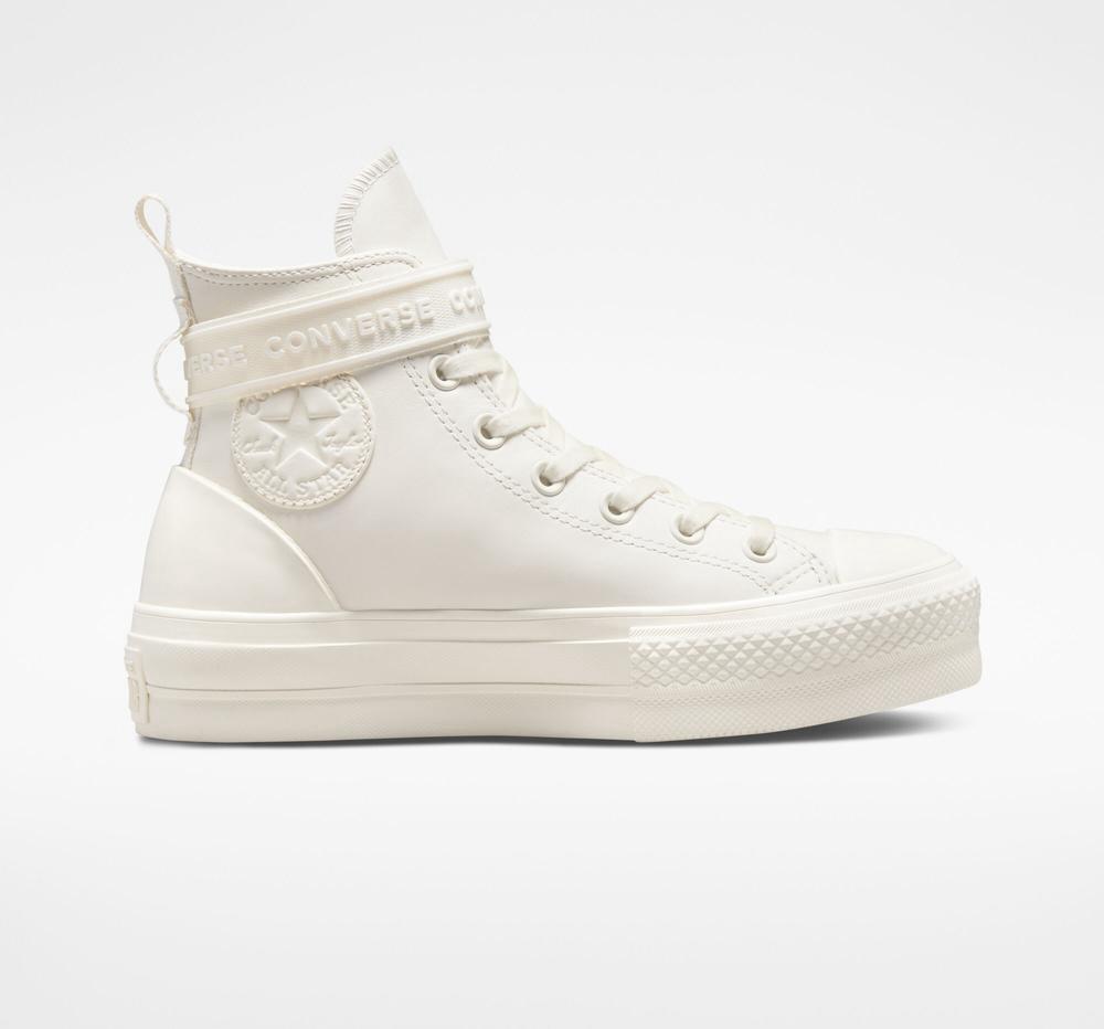 Botas Tenis Converse Chuck Taylor All Star Lift Plataforma Leather Hike Mujer Blancas  Colombia |  YRHCU-0934