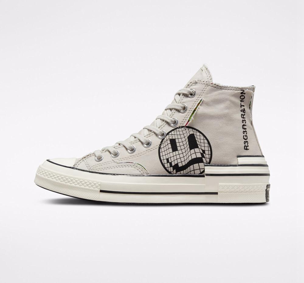 High Tops Tenis Converse Chuck 70 Hacked Heel Tear Away Unisex Hombre Gris Verde Menta Negras  Colombia |  FJTVP-7316