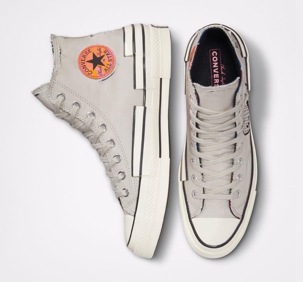 High Tops Tenis Converse Chuck 70 Hacked Heel Tear Away Unisex Hombre Gris Verde Menta Negras  Colombia |  FJTVP-7316