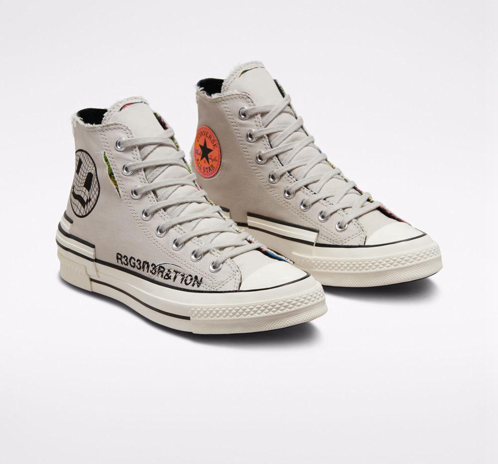 High Tops Tenis Converse Chuck 70 Hacked Heel Tear Away Unisex Hombre Gris Verde Menta Negras  Colombia |  FJTVP-7316