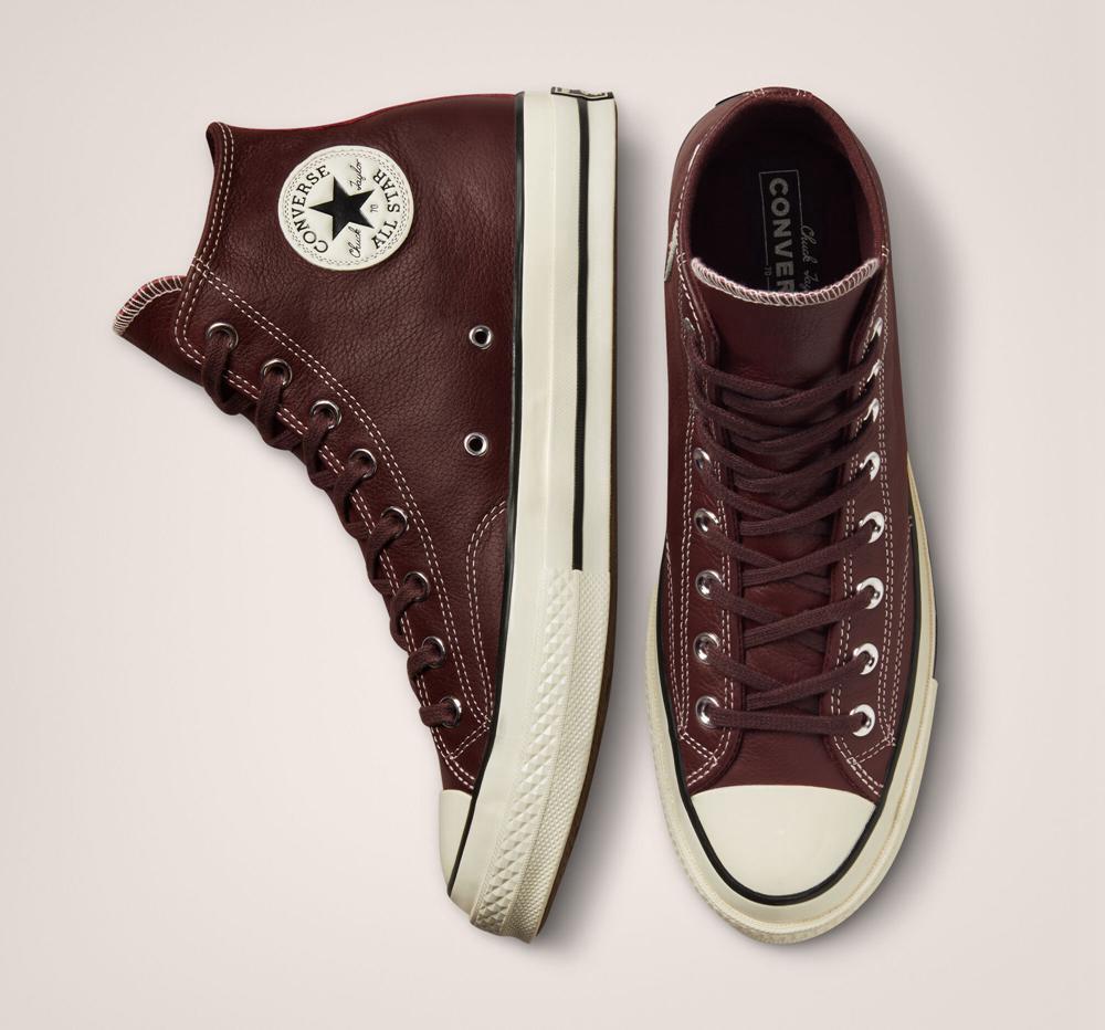 High Tops Tenis Converse Chuck 70 Leather Seasonal Color Unisex Mujer Marrones Negras  Colombia |  MPKXT-0947