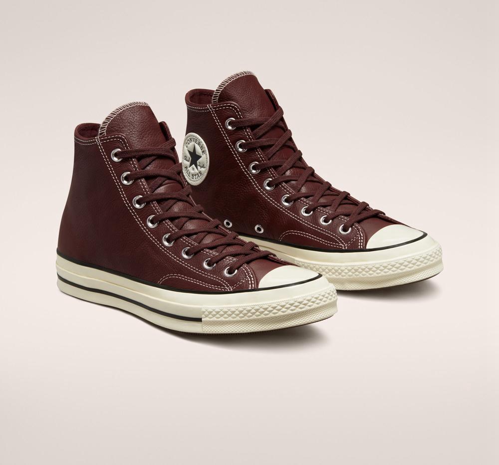 High Tops Tenis Converse Chuck 70 Leather Seasonal Color Unisex Mujer Marrones Negras  Colombia |  MPKXT-0947