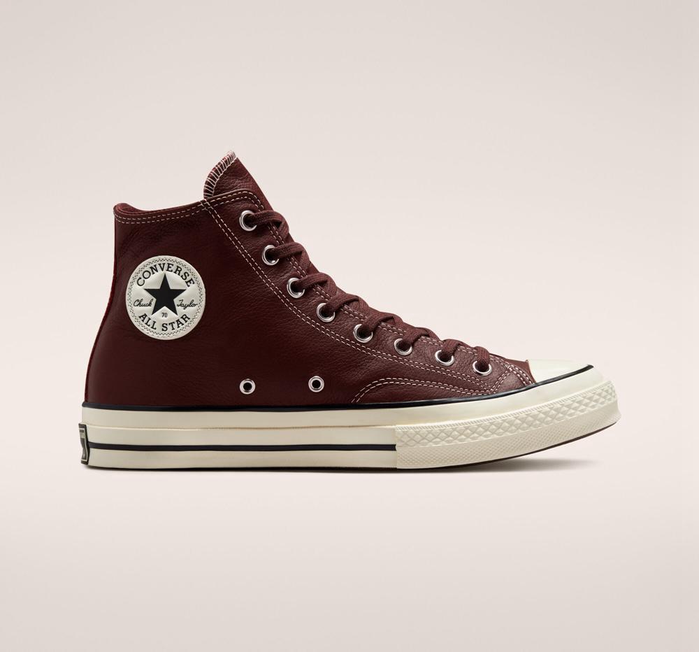 High Tops Tenis Converse Chuck 70 Leather Seasonal Color Unisex Mujer Marrones Negras  Colombia |  MPKXT-0947
