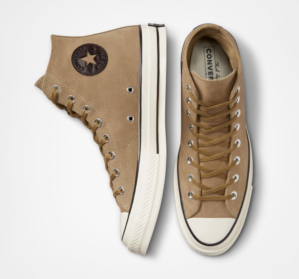 High Tops Tenis Converse Chuck 70 Suede Unisex Hombre Marrones Negras  Colombia |  ICNST-8417