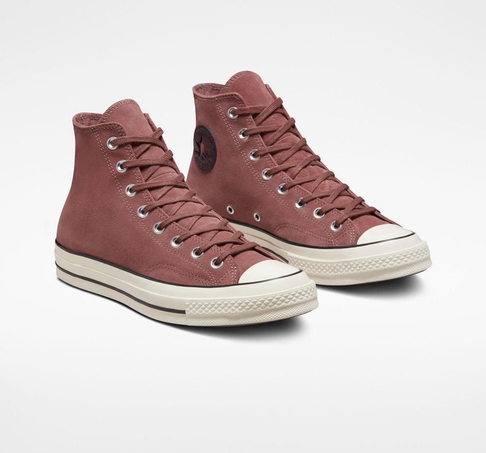 High Tops Tenis Converse Chuck 70 Suede Unisex Hombre Burdeos Negras  Colombia |  QPCRH-9487