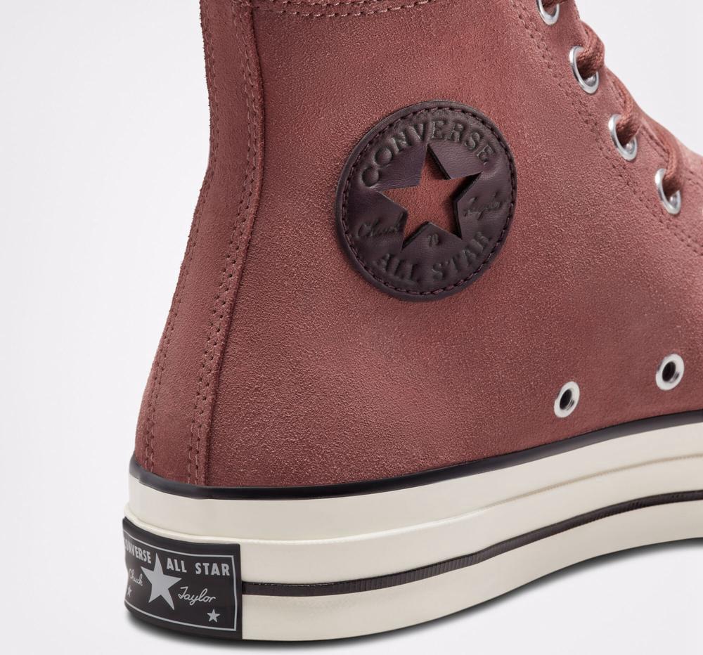 High Tops Tenis Converse Chuck 70 Suede Unisex Mujer Burdeos Negras  Colombia |  SBKPD-8354