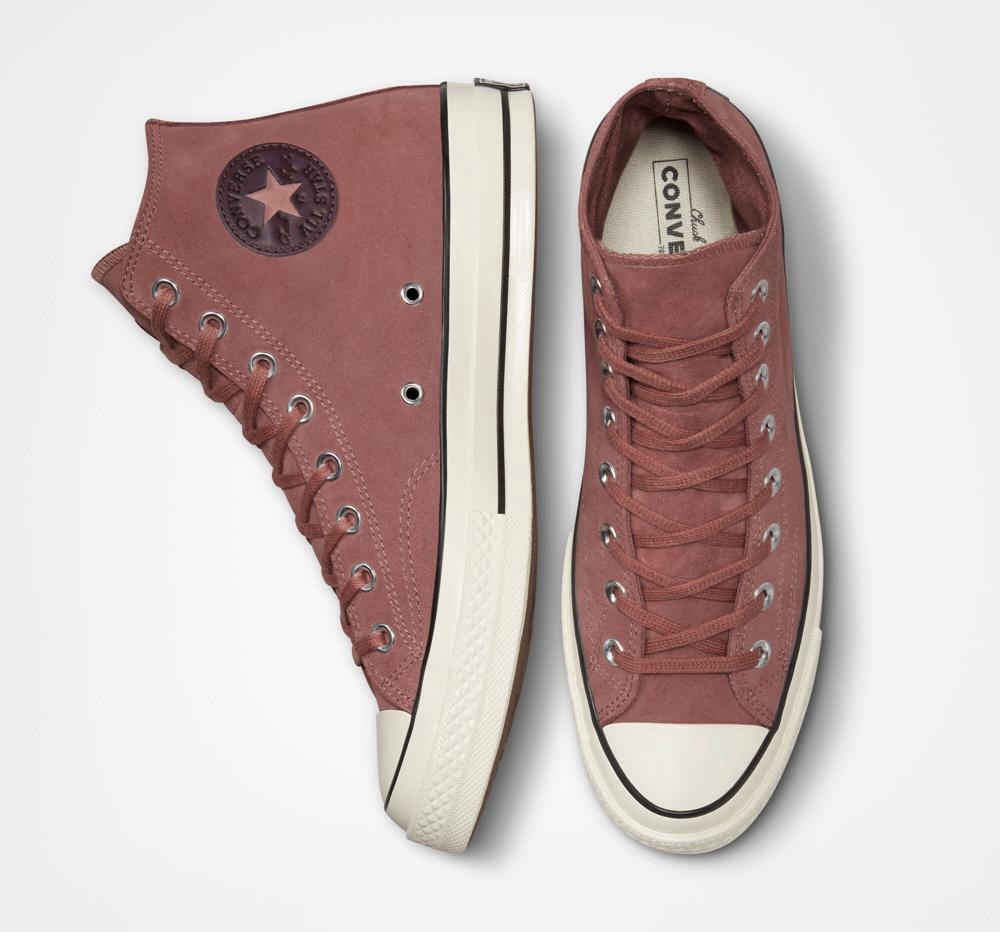 High Tops Tenis Converse Chuck 70 Suede Unisex Mujer Burdeos Negras  Colombia |  SBKPD-8354