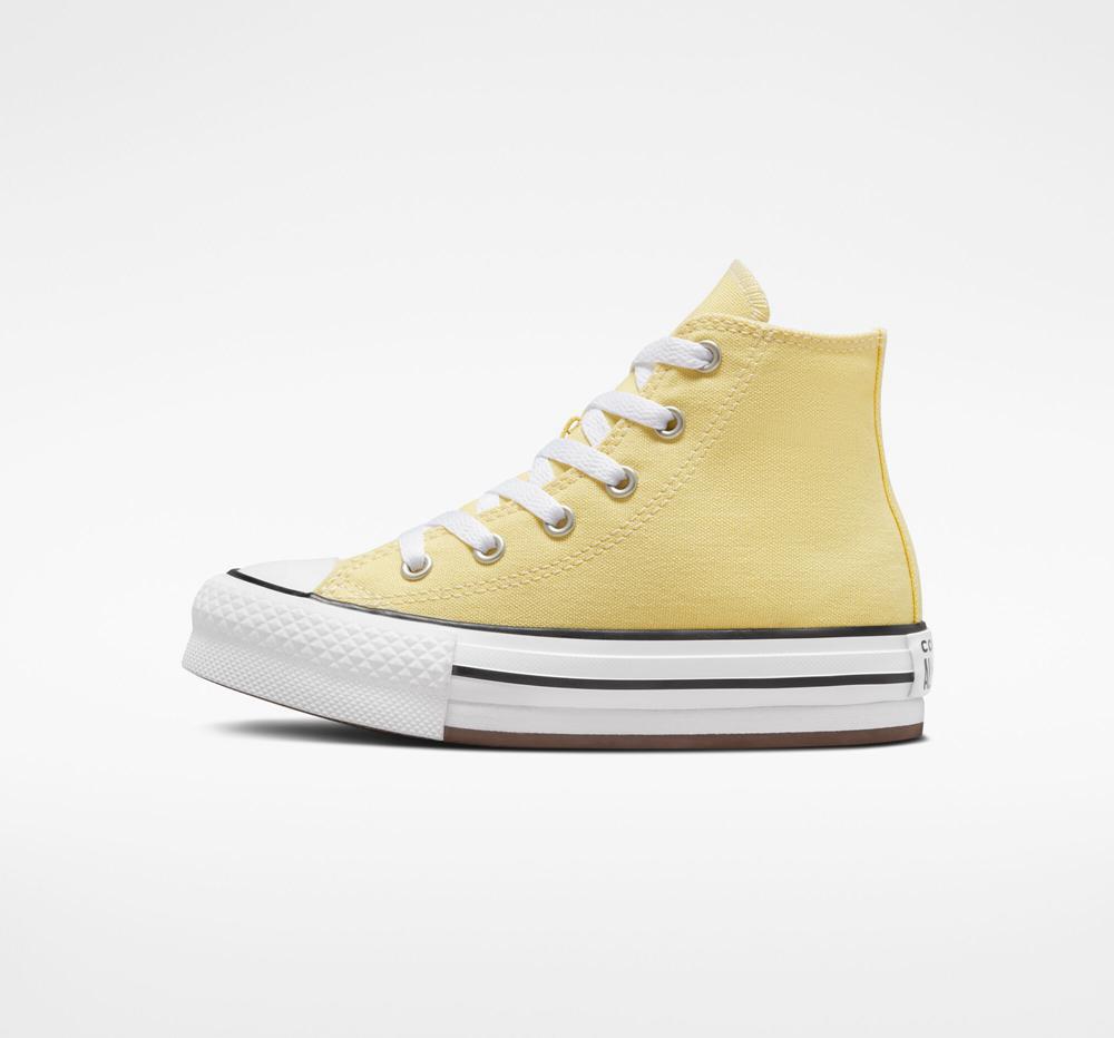 High Tops Tenis Converse Chuck Taylor All Star Lift Plataforma Little Kids Niña Amarillo Negras  Colombia |  ACWHF-9480