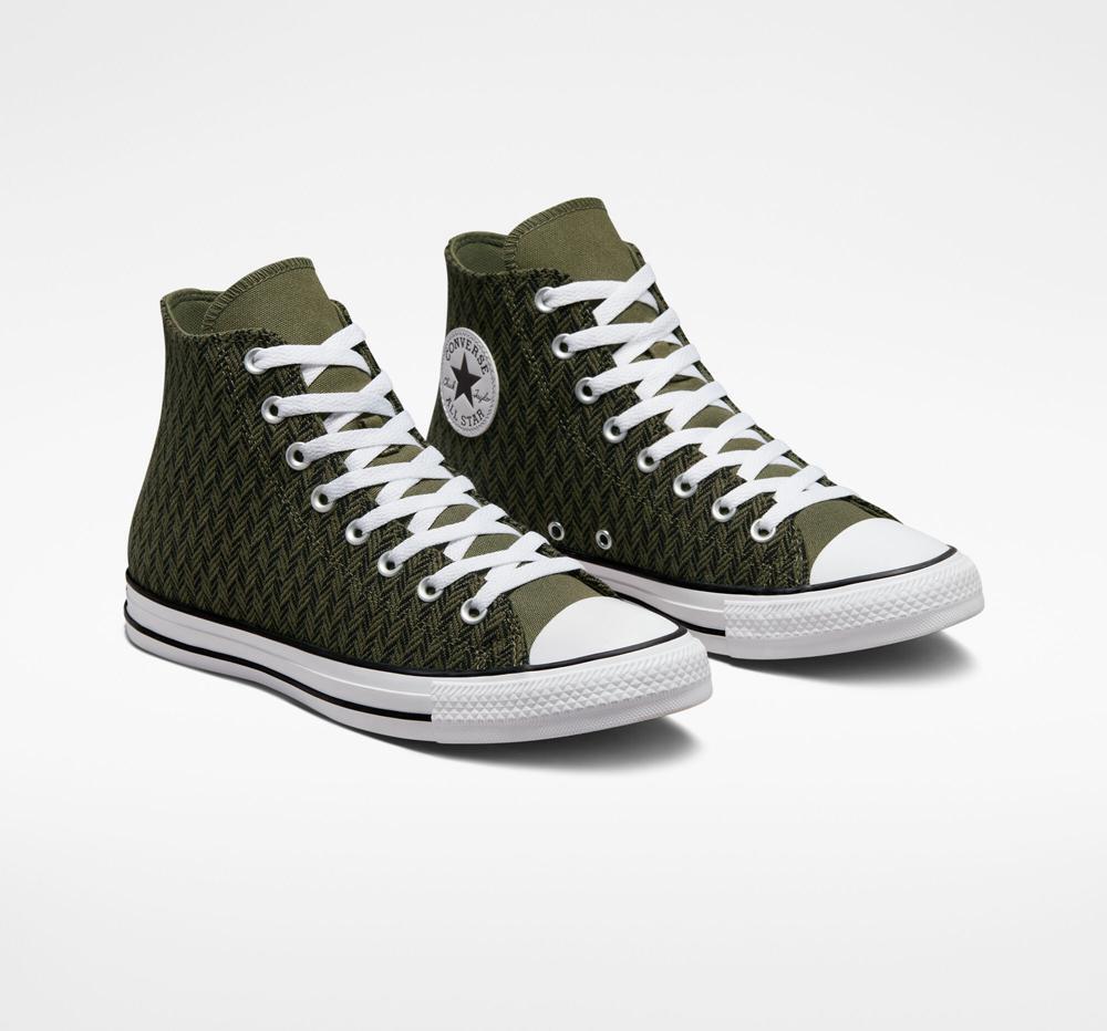 High Tops Tenis Converse Chuck Taylor All Star Herringbone Unisex Mujer Verde Negras Blancas  Colombia |  BGPZJ-3421