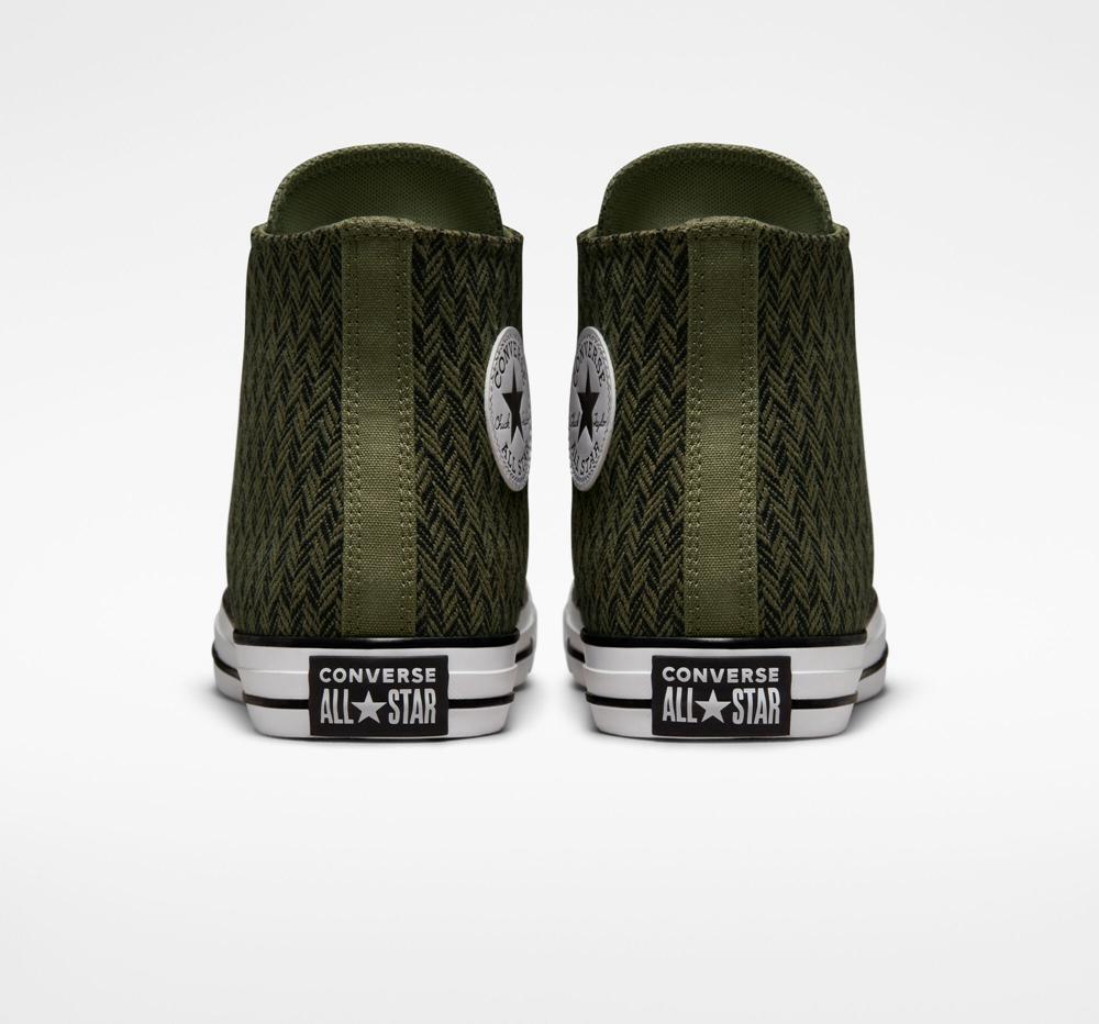 High Tops Tenis Converse Chuck Taylor All Star Herringbone Unisex Mujer Verde Negras Blancas  Colombia |  BGPZJ-3421