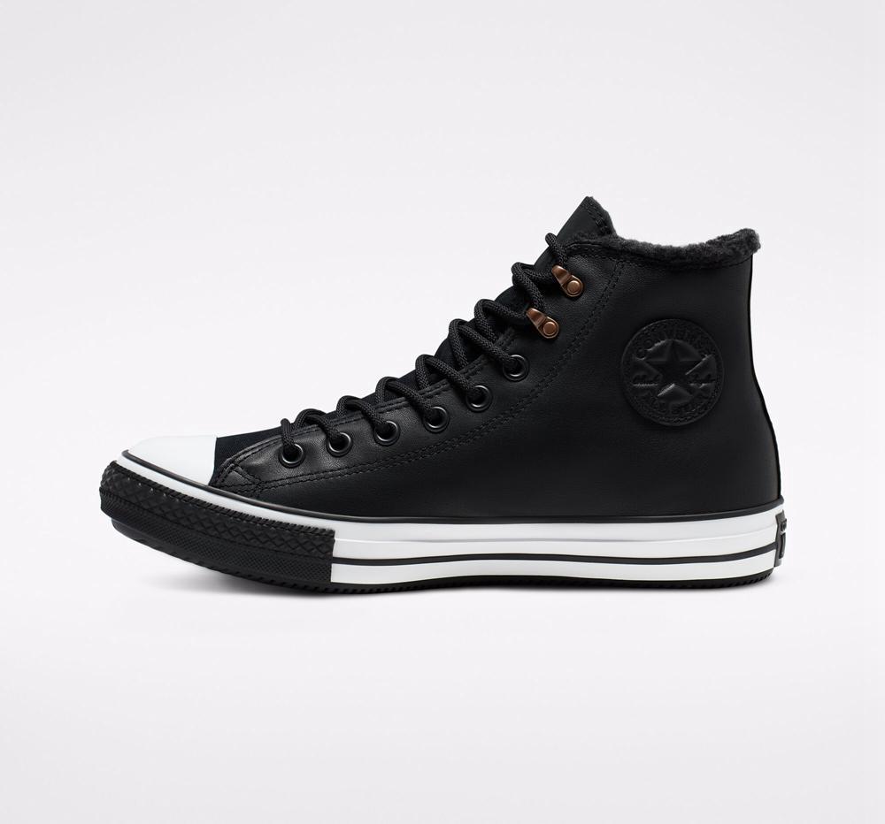 High Tops Tenis Converse Chuck Taylor All Star Invierno Gore Tex Unisex Hombre Negras Negras Blancas  Colombia |  BLWSA-7385