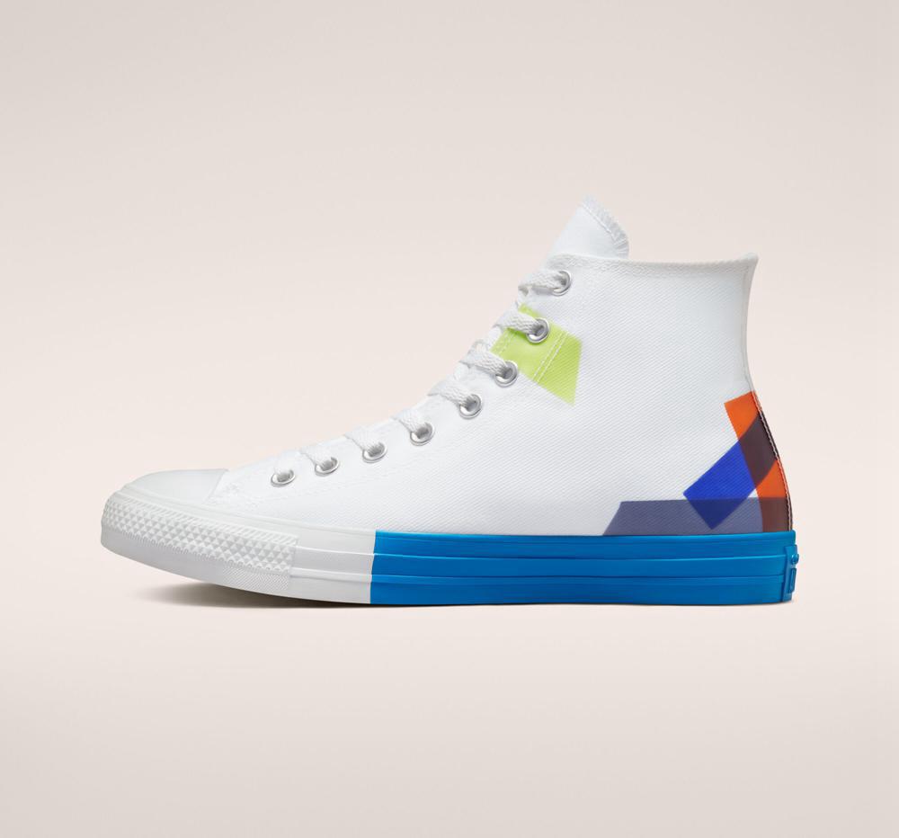 High Tops Tenis Converse Chuck Taylor All Star Space Racer Unisex Hombre Blancas Azules Blancas  Colombia |  BVXAS-1746