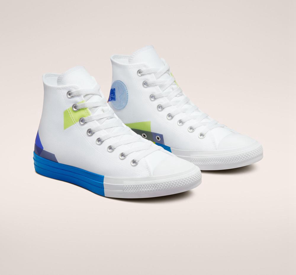 High Tops Tenis Converse Chuck Taylor All Star Space Racer Unisex Hombre Blancas Azules Blancas  Colombia |  BVXAS-1746