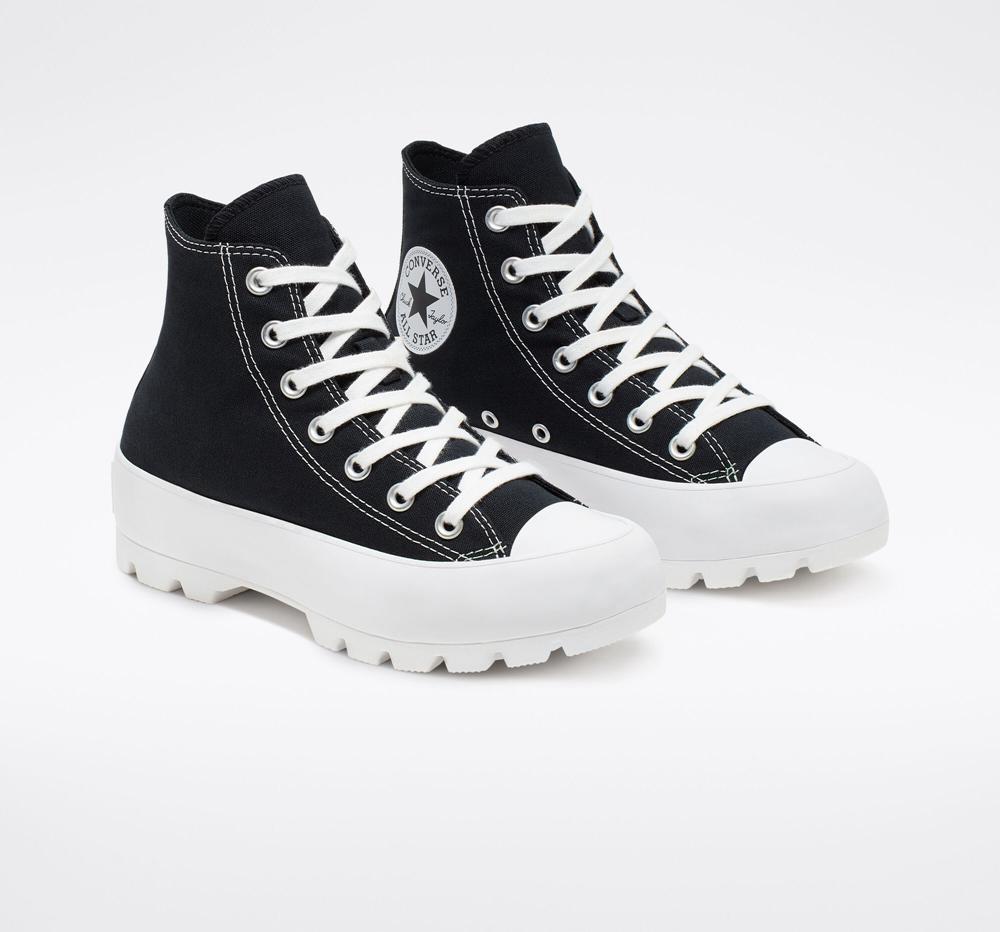 High Tops Tenis Converse Chuck Taylor All Star Lugged Mujer Negras Blancas Negras  Colombia |  CPDRQ-7359