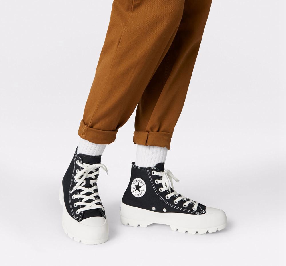 High Tops Tenis Converse Chuck Taylor All Star Lugged Mujer Negras Blancas Negras  Colombia |  CPDRQ-7359