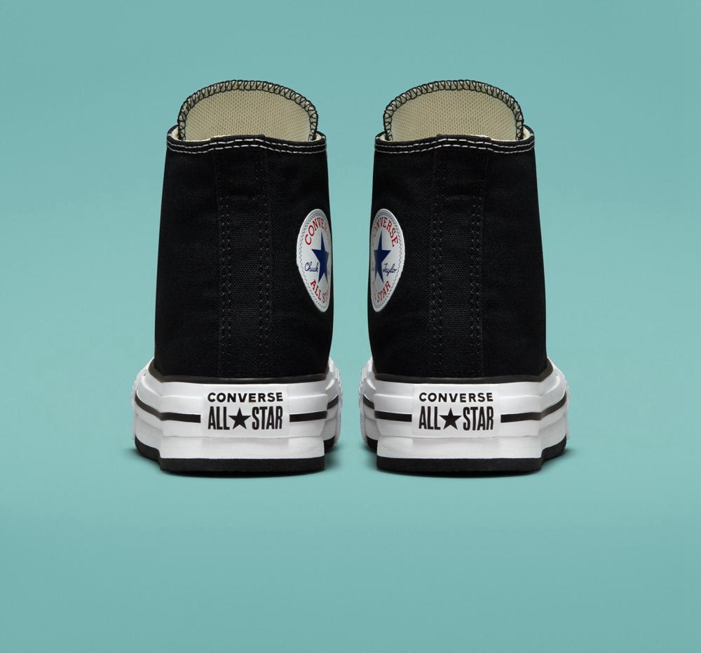 High Tops Tenis Converse Chuck Taylor All Star Lift Plataforma Little Kids Niña Negras Blancas Negras  Colombia |  CZGXL-3196