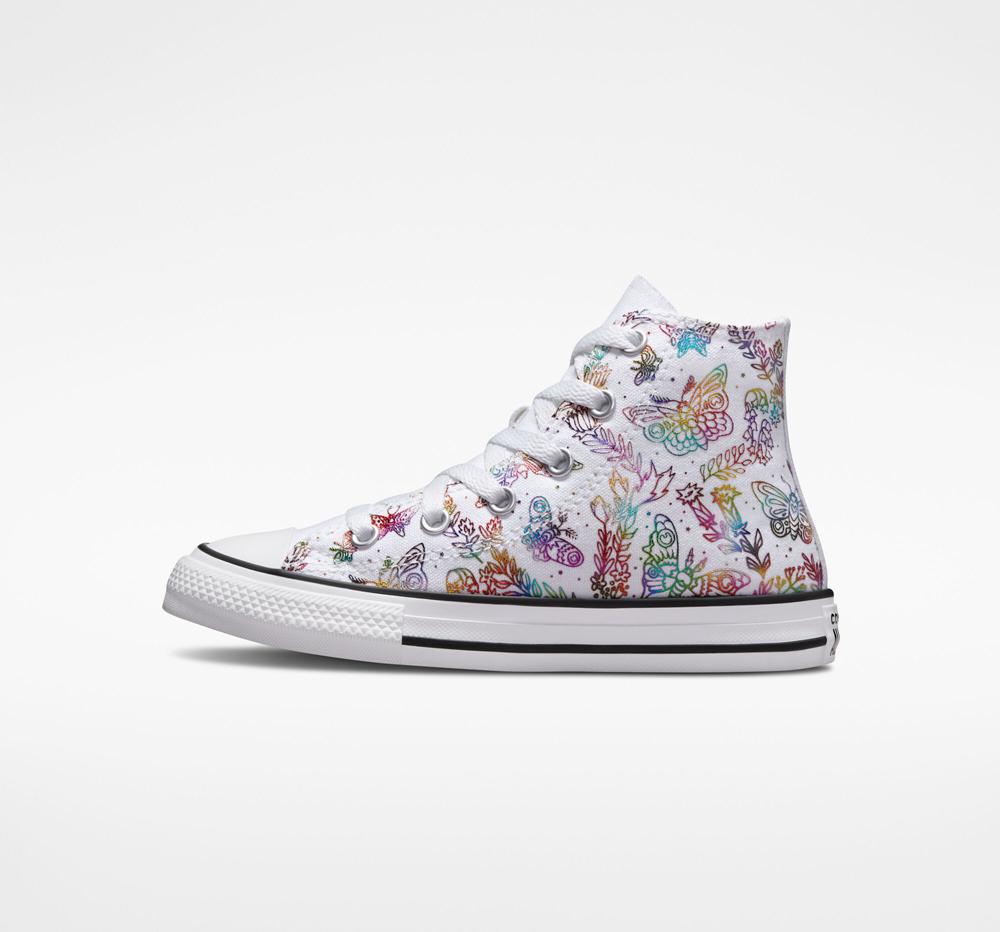 High Tops Tenis Converse Chuck Taylor All Star Butterfly Shine Little Kids Niña Blancas Rosas Moradas Azules  Colombia |  DFZTI-9047