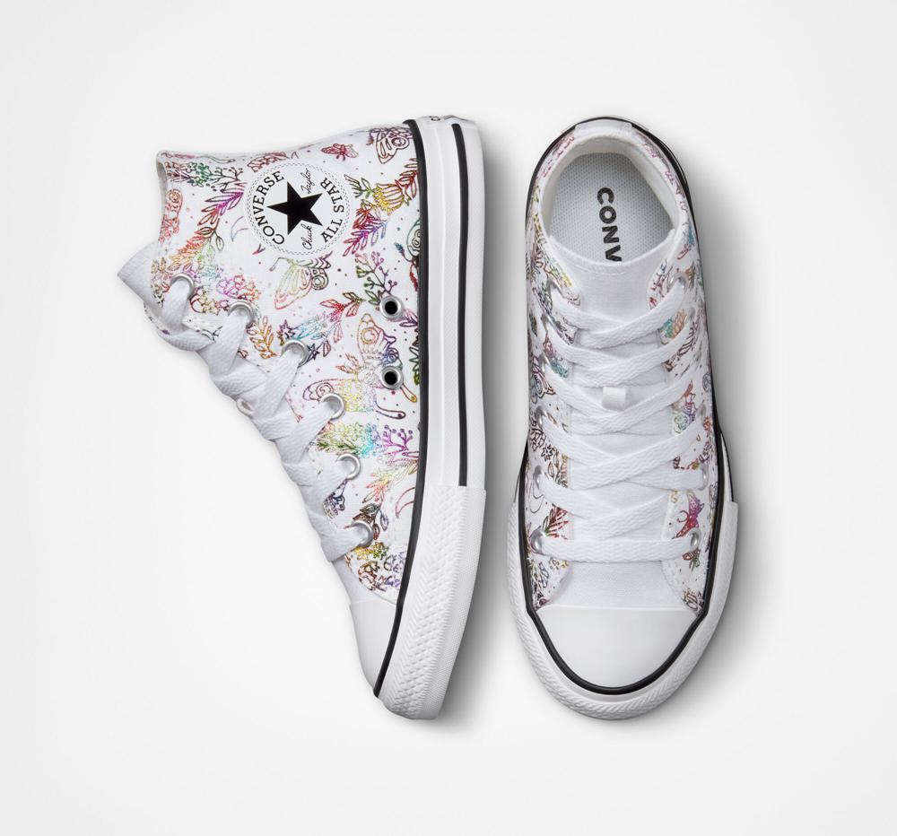 High Tops Tenis Converse Chuck Taylor All Star Butterfly Shine Little Kids Niña Blancas Rosas Moradas Azules  Colombia |  DFZTI-9047