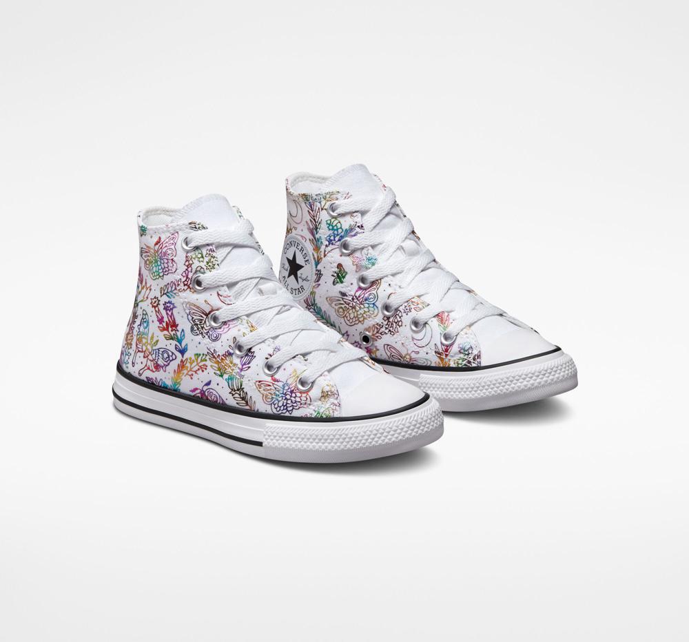 High Tops Tenis Converse Chuck Taylor All Star Butterfly Shine Little Kids Niña Blancas Rosas Moradas Azules  Colombia |  DFZTI-9047