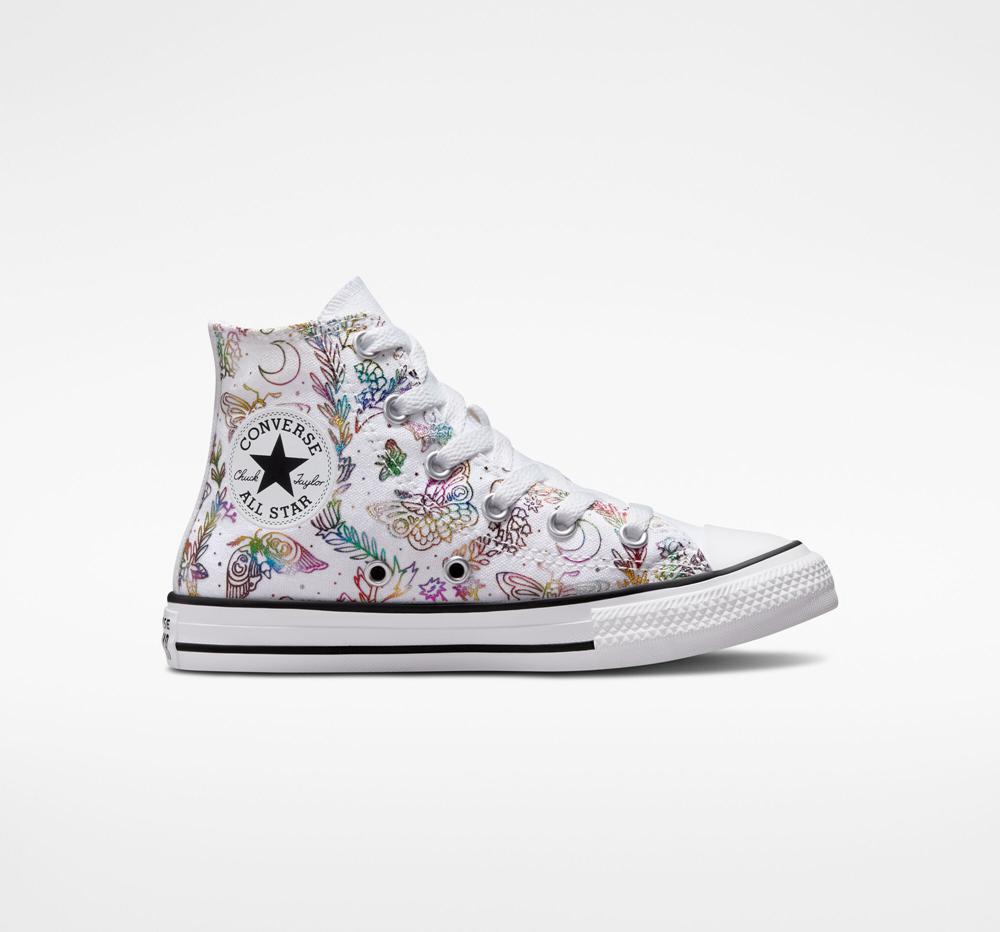 High Tops Tenis Converse Chuck Taylor All Star Butterfly Shine Little Kids Niña Blancas Rosas Moradas Azules  Colombia |  DFZTI-9047