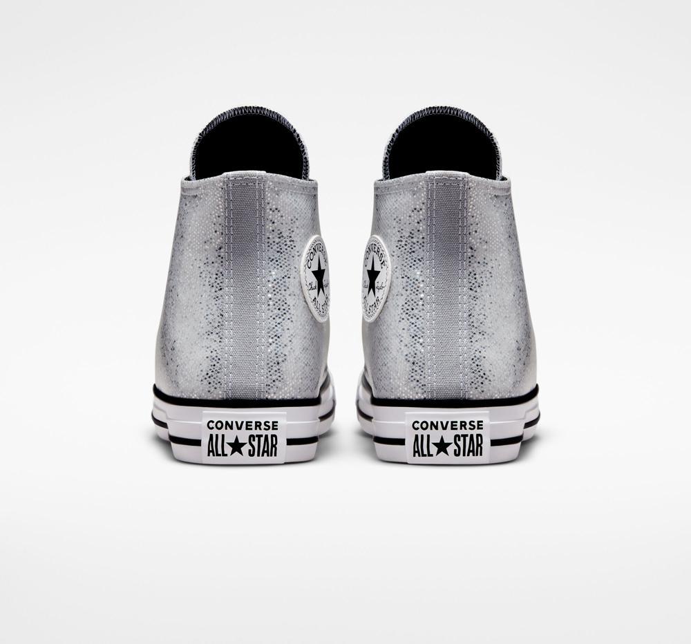 High Tops Tenis Converse Chuck Taylor All Star Glitter Big Kids Niña Plateadas Negras  Colombia |  DGVYC-7168