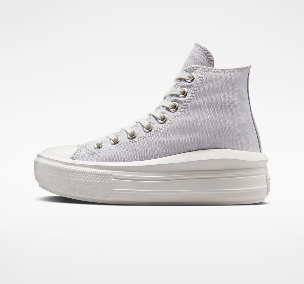 High Tops Tenis Converse Chuck Taylor All Star Move Plataforma Mujer Gris Blancas  Colombia |  DMPNV-4081