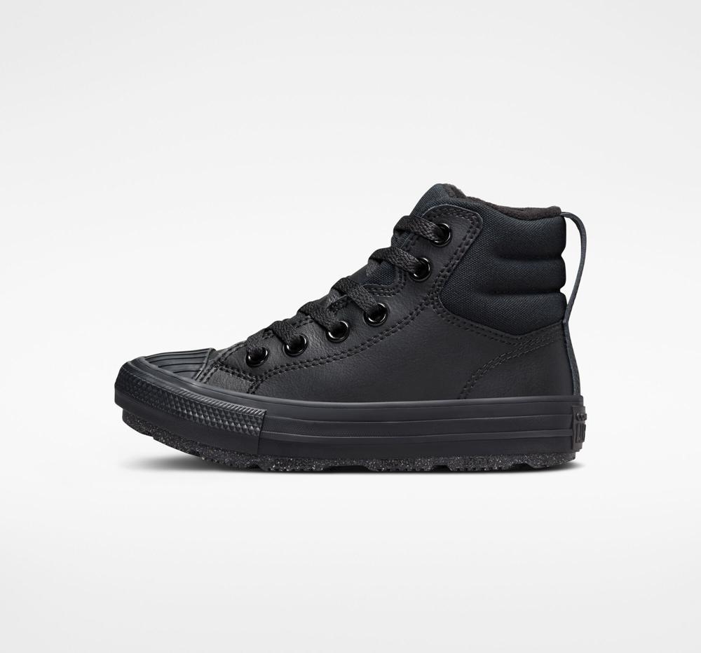 High Tops Tenis Converse Chuck Taylor All Star Berkshire Boot Leather Little Kids Niño Negras Negras Gris  Colombia |  DNUBC-2807
