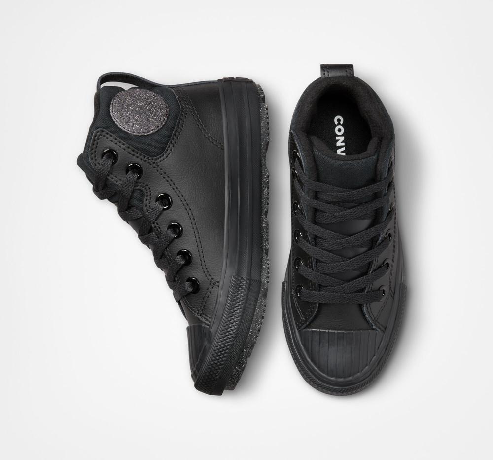 High Tops Tenis Converse Chuck Taylor All Star Berkshire Boot Leather Little Kids Niño Negras Negras Gris  Colombia |  DNUBC-2807