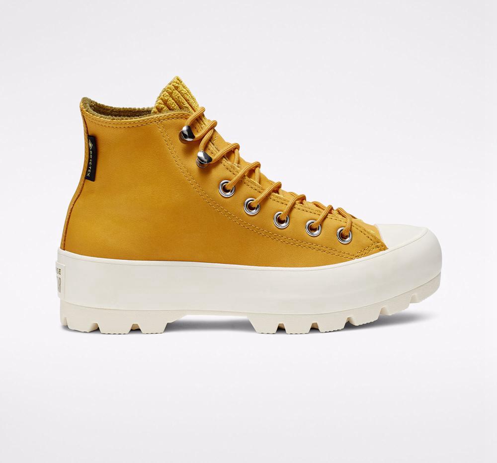 High Tops Tenis Converse Chuck Taylor All Star Gore Tex Lugged Impermeables Leather Mujer Doradas Verde Oliva  Colombia |  EAGFN-4623