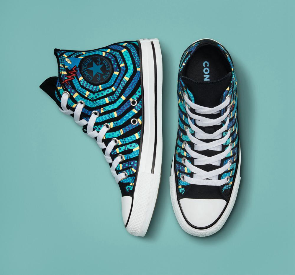 High Tops Tenis Converse Chuck Taylor All Star Snake Big Kids Niño Negras Moradas  Colombia |  EBRJO-6394