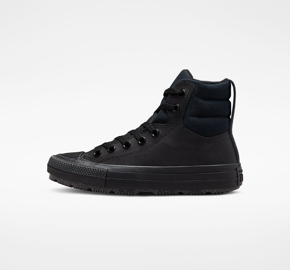 High Tops Tenis Converse Chuck Taylor All Star Berkshire Boot Leather Big Kids Niño Negras Negras Gris  Colombia |  EXJUH-1390