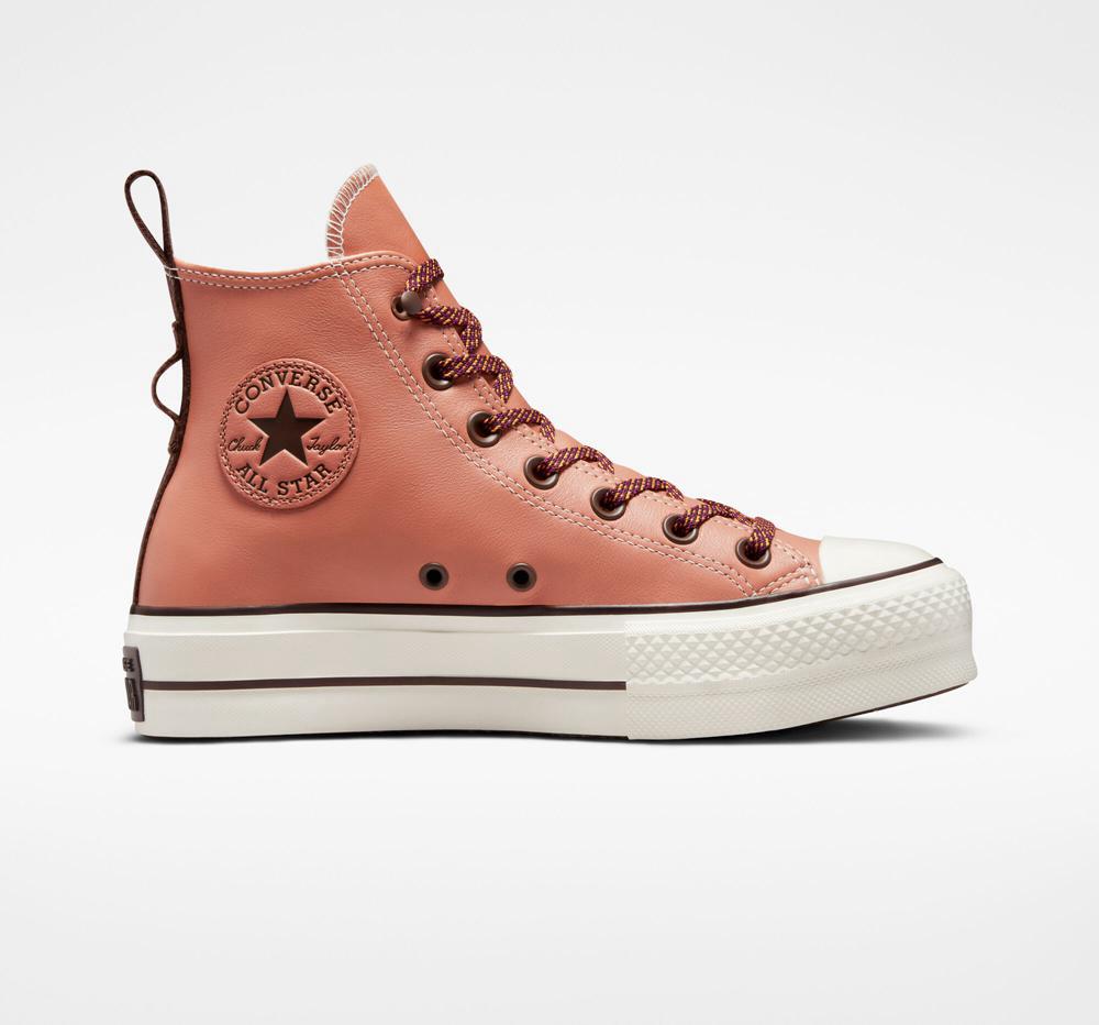 High Tops Tenis Converse Chuck Taylor All Star Lift Plataforma Tonal Leather Mujer Coral Verde Menta  Colombia |  FHCLY-7948
