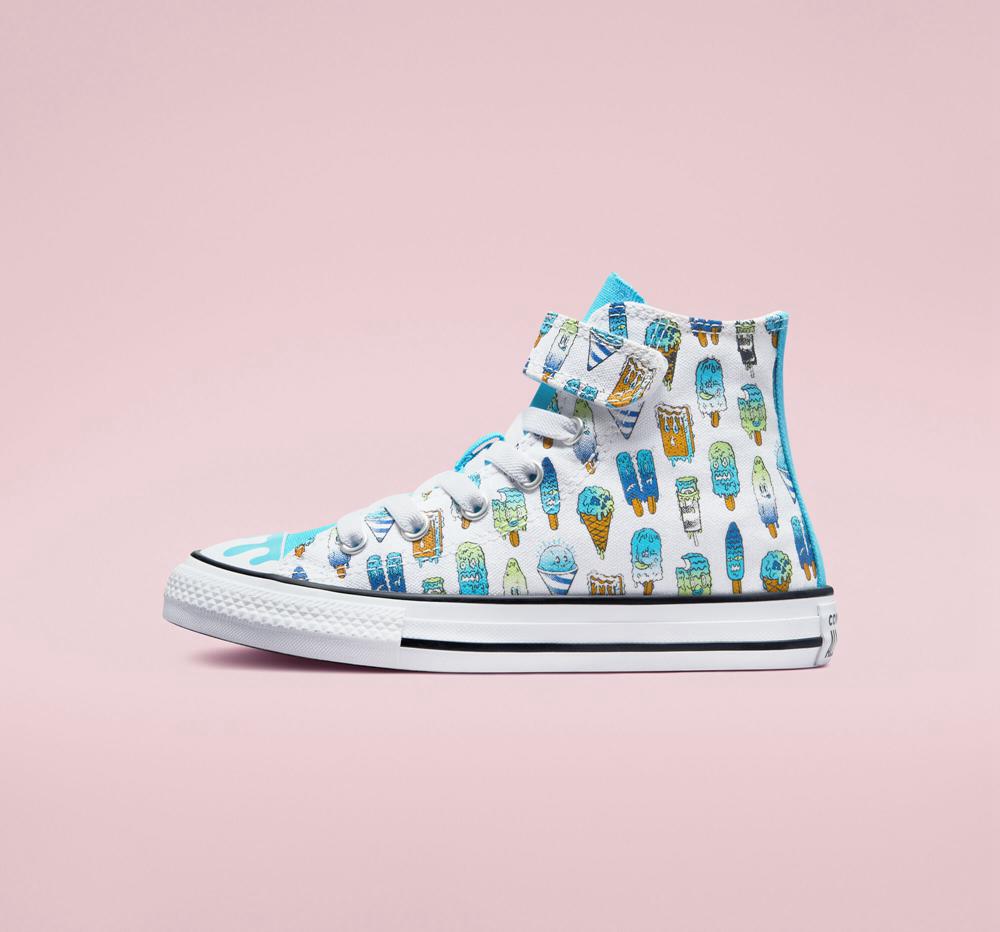 High Tops Tenis Converse Chuck Taylor All Star Easy On Frozen Treats Little Kids Niño Blancas Azules  Colombia |  FSJYP-1274