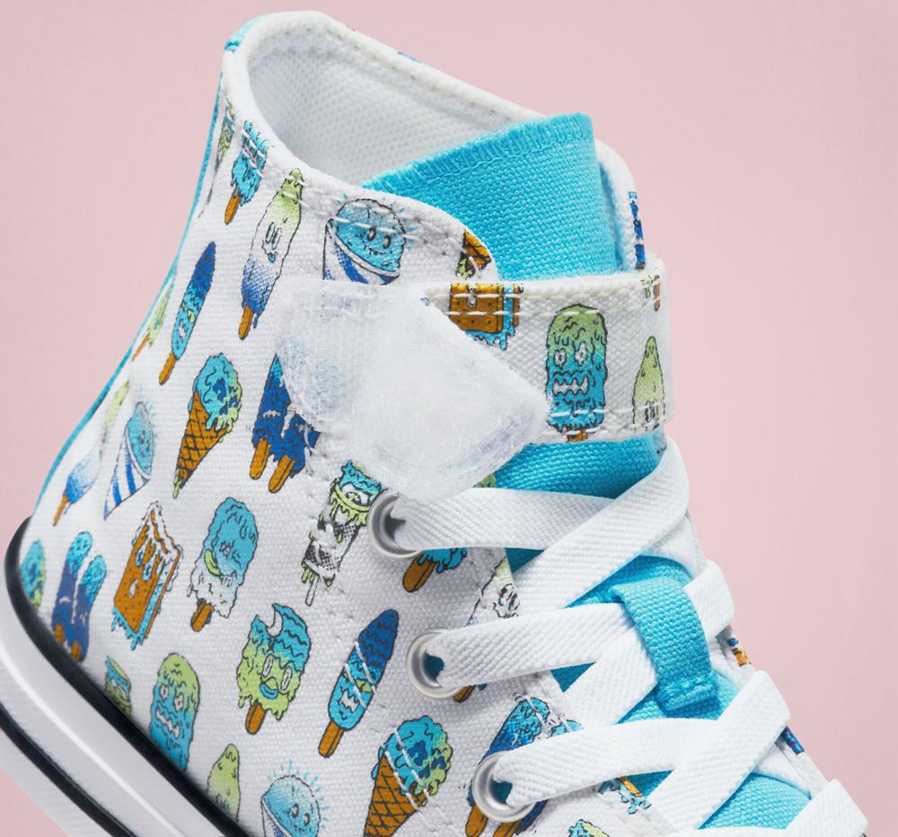 High Tops Tenis Converse Chuck Taylor All Star Easy On Frozen Treats Little Kids Niño Blancas Azules  Colombia |  FSJYP-1274