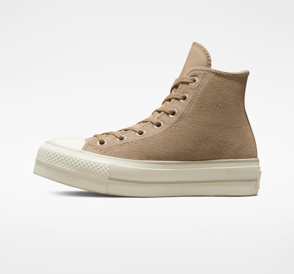 High Tops Tenis Converse Chuck Taylor All Star Lift Plataforma Suede Mujer Kaki  Colombia |  GEYJZ-3659