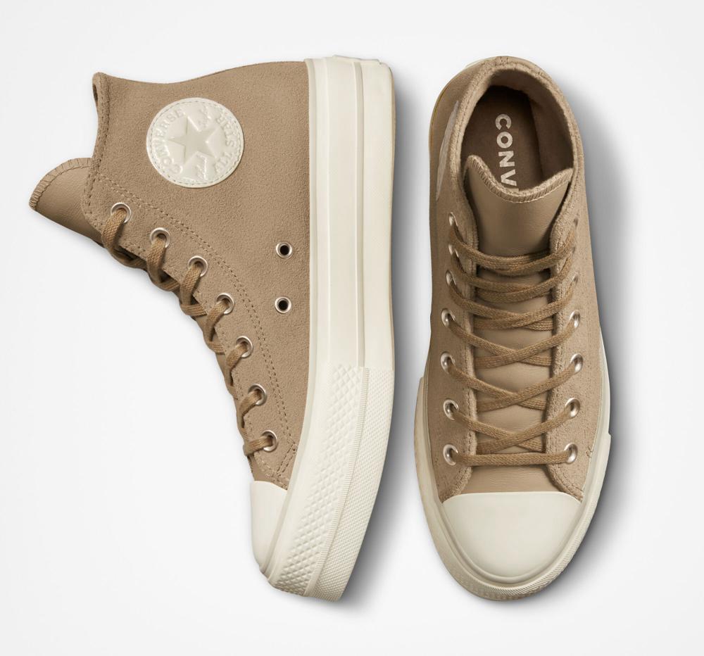 High Tops Tenis Converse Chuck Taylor All Star Lift Plataforma Suede Mujer Kaki  Colombia |  GEYJZ-3659