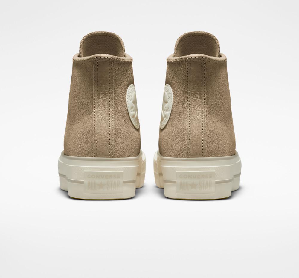 High Tops Tenis Converse Chuck Taylor All Star Lift Plataforma Suede Mujer Kaki  Colombia |  GEYJZ-3659