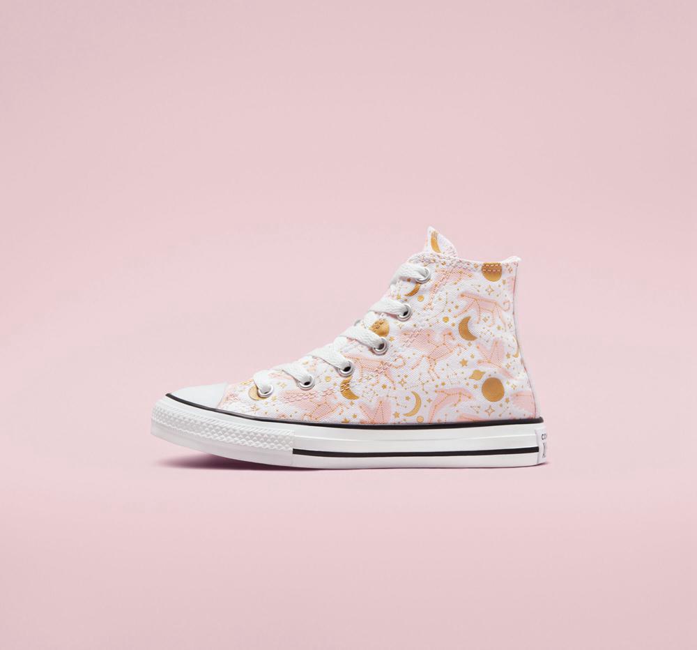 High Tops Tenis Converse Chuck Taylor All Star Constellations Big Kids Niña Blancas Rosas Doradas  Colombia |  GPIAK-3192