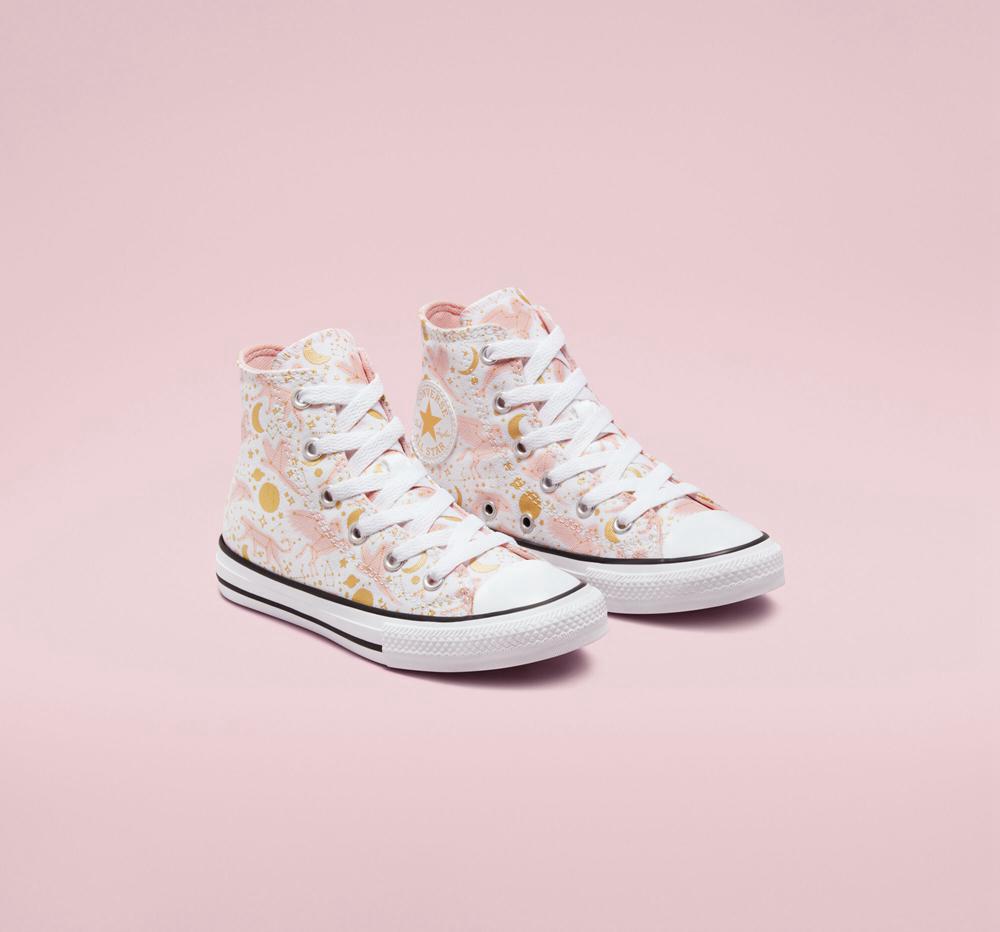 High Tops Tenis Converse Chuck Taylor All Star Constellations Big Kids Niña Blancas Rosas Doradas  Colombia |  GPIAK-3192