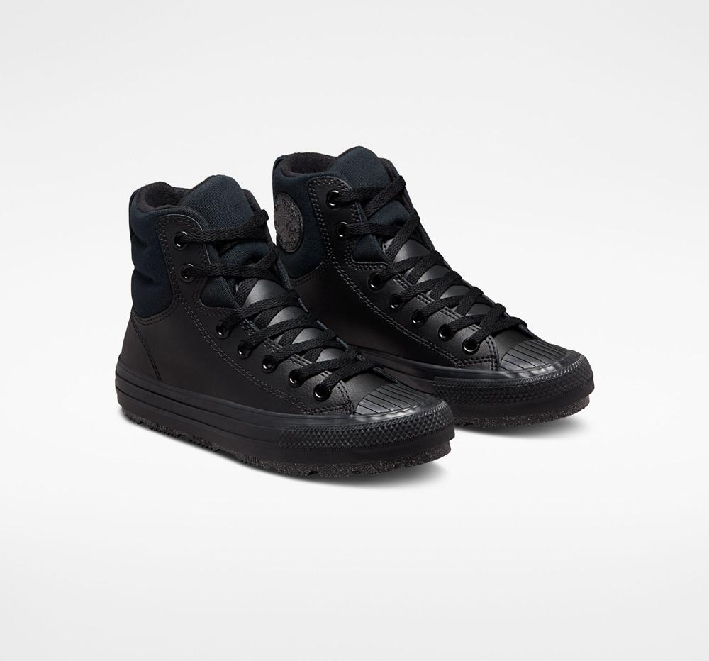 High Tops Tenis Converse Chuck Taylor All Star Berkshire Boot Leather Big Kids Niña Negras Negras Gris  Colombia |  GQCXL-8630
