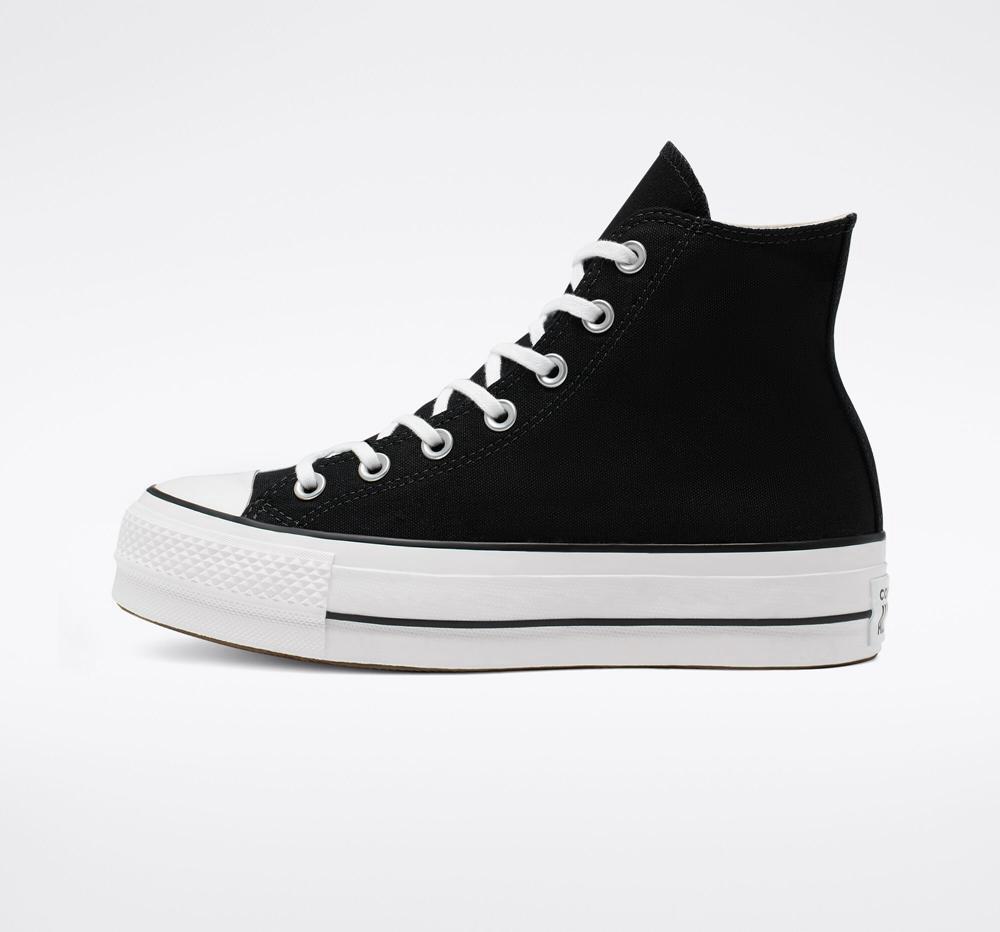 High Tops Tenis Converse Chuck Taylor All Star Lift Plataforma Canvas Mujer Negras Blancas Blancas  Colombia |  HKDAP-4018