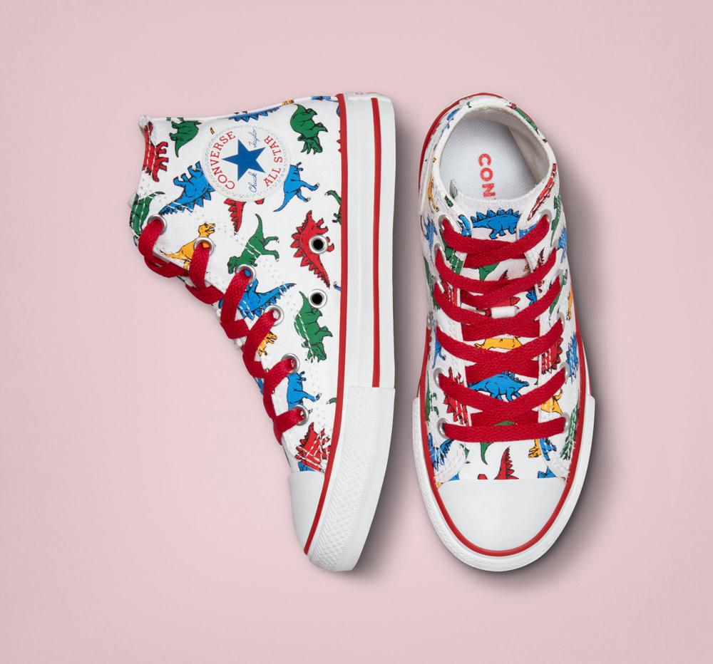 High Tops Tenis Converse Chuck Taylor All Star Dinosaurs Little Kids Niño Blancas Rojas Azules  Colombia |  IGLSA-0985