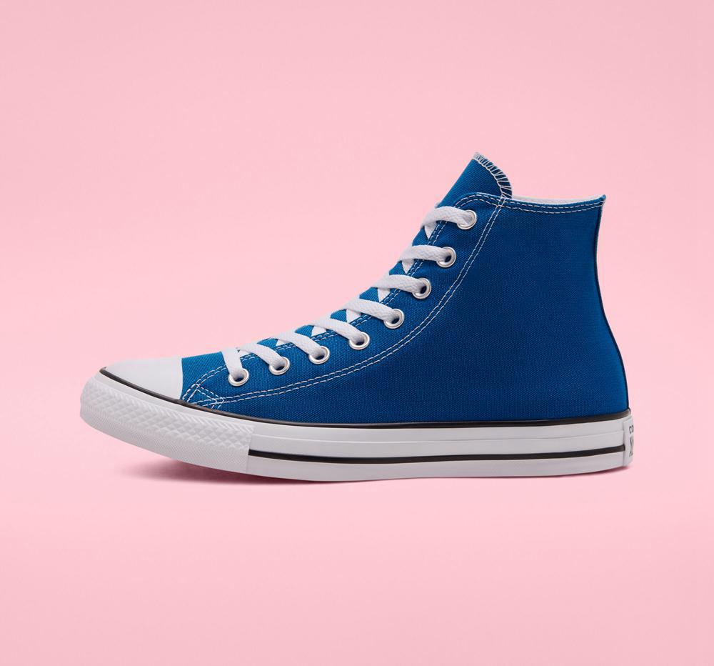 High Tops Tenis Converse Chuck Taylor All Star Seasonal Color Unisex Hombre Azules Blancas Blancas  Colombia |  ILVZO-3172