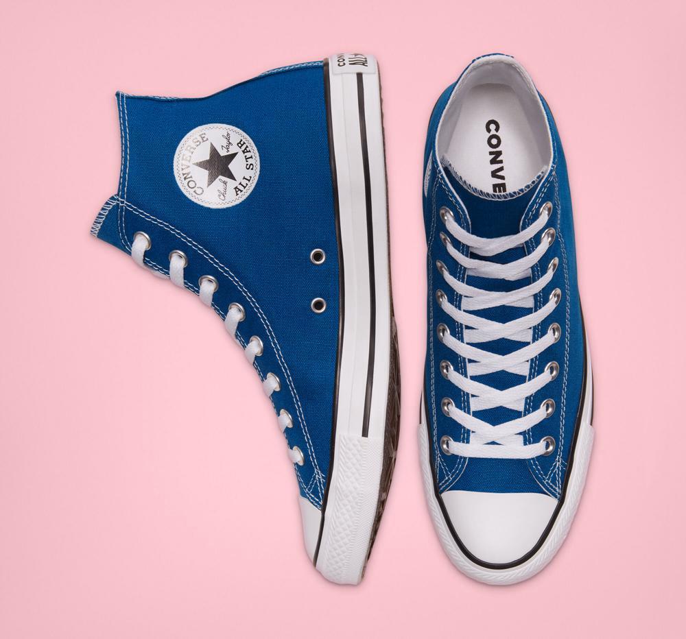 High Tops Tenis Converse Chuck Taylor All Star Seasonal Color Unisex Hombre Azules Blancas Blancas  Colombia |  ILVZO-3172