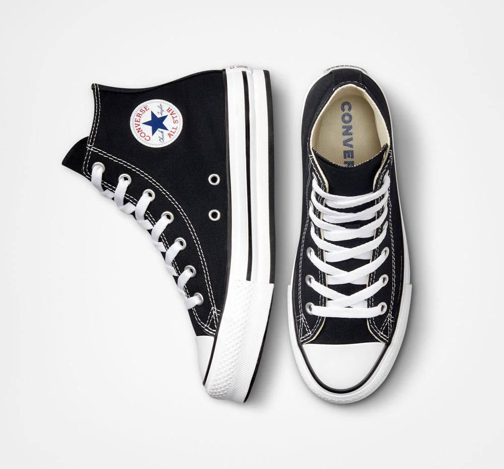 High Tops Tenis Converse Chuck Taylor All Star Lift Plataforma Big Kids Niña Negras Blancas Negras  Colombia |  IRCHP-4819